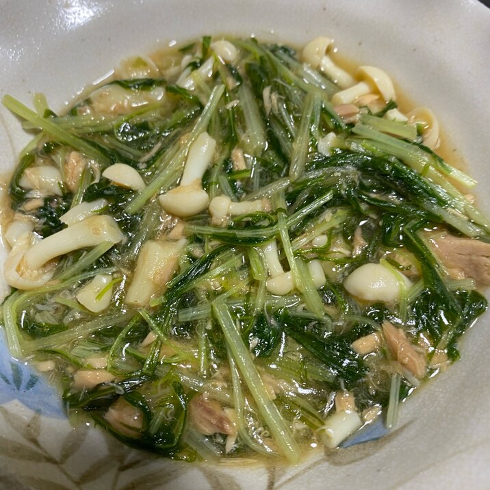 水菜とツナとしめじの炒め物